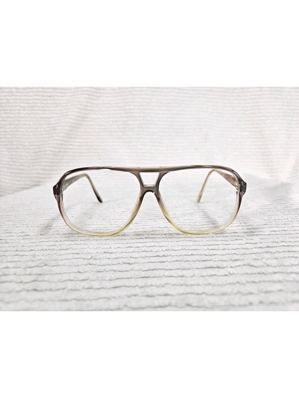 Vintage 1980s Aviator Frames Brown Amber Ombre Unisex Eyeglass Optical Sunglass